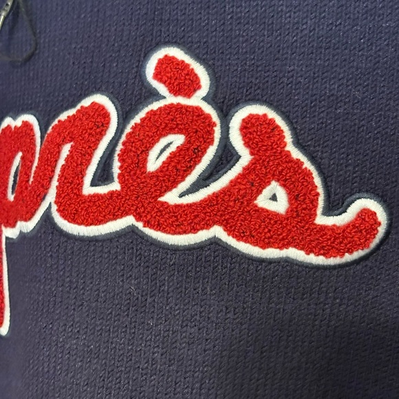 NWT Alp N Rock Apres Large Logo Ski Varsity Patch Crewneck in Ocean Navy Red M - Picture 6 of 11